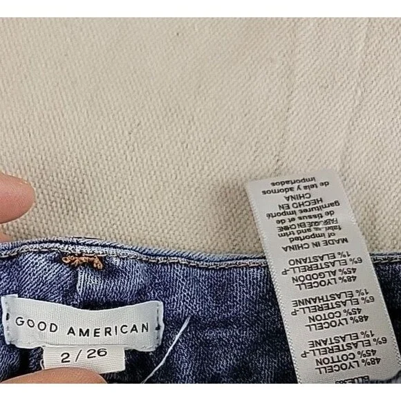 Good American Jeans‎ Womens 2 23x26 Skinny Distressed Stretch Mid Rise Modern - Picture 9 of 11